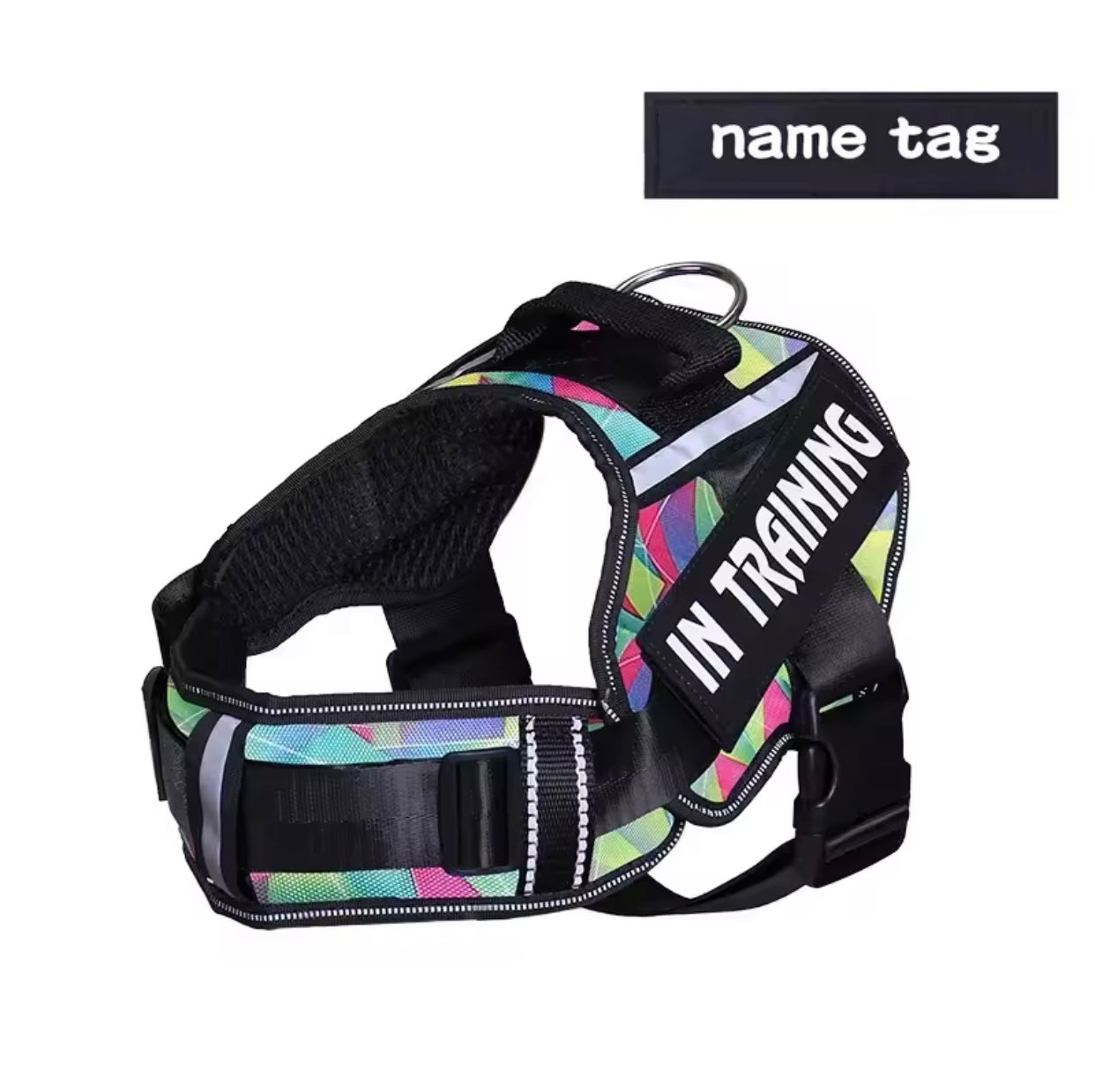KOMMILIFE Adjustable Reflective No-Pull Nylon Dog Harness Vest – Personalized Name Printing