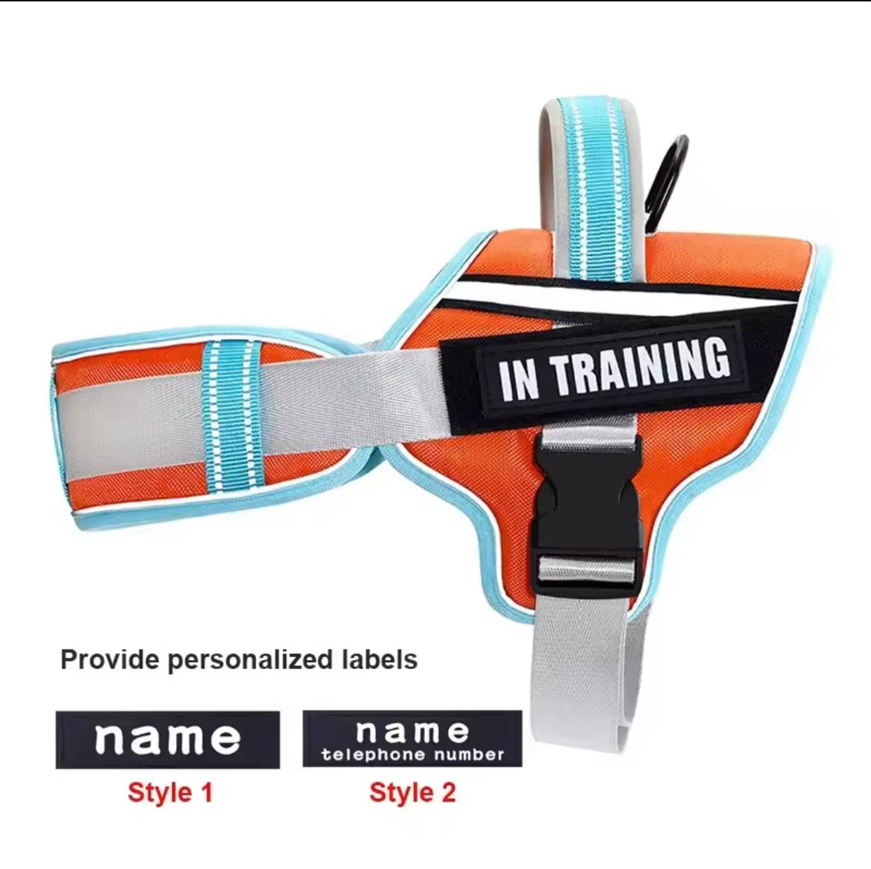 KOMMILIFE Adjustable Reflective No-Pull Nylon Dog Harness Vest – Personalized Name Printing