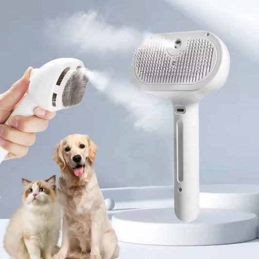 Self-Cleaning Pet Comb with Mist – Dematting Brush for Dogs