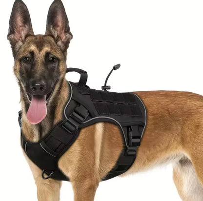 Tactical No-Pull Dog Harness with Handle – Reflective Vest for Large Dogs