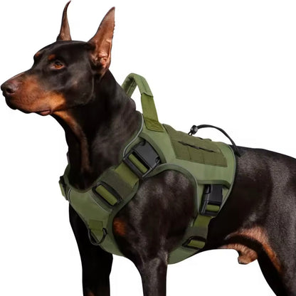 Tactical No-Pull Dog Harness with Handle – Reflective Vest for Large Dogs
