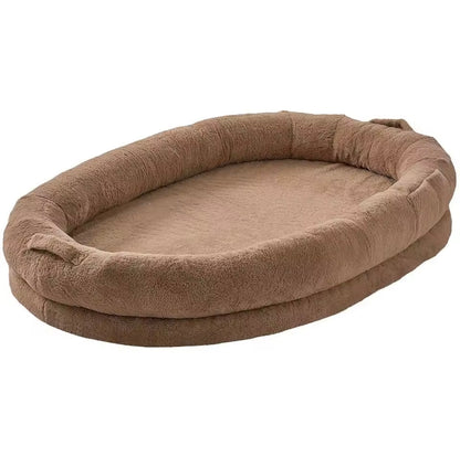 VEVOR Human Dog Bed – Adult Size with Washable Faux Fur & Orthopedic Foam, Grey