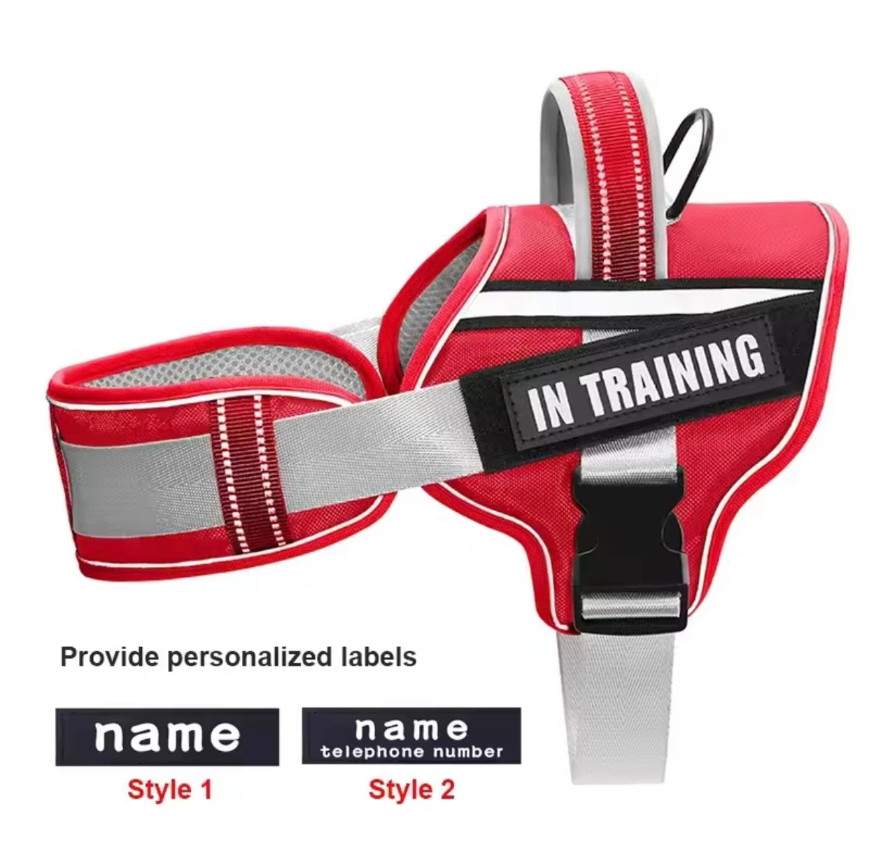 KOMMILIFE Adjustable Reflective No-Pull Nylon Dog Harness Vest – Personalized Name Printing