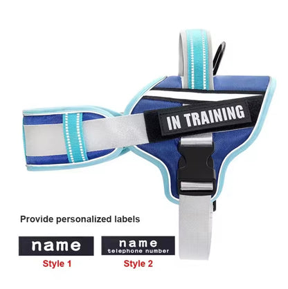 KOMMILIFE Adjustable Reflective No-Pull Nylon Dog Harness Vest – Personalized Name Printing