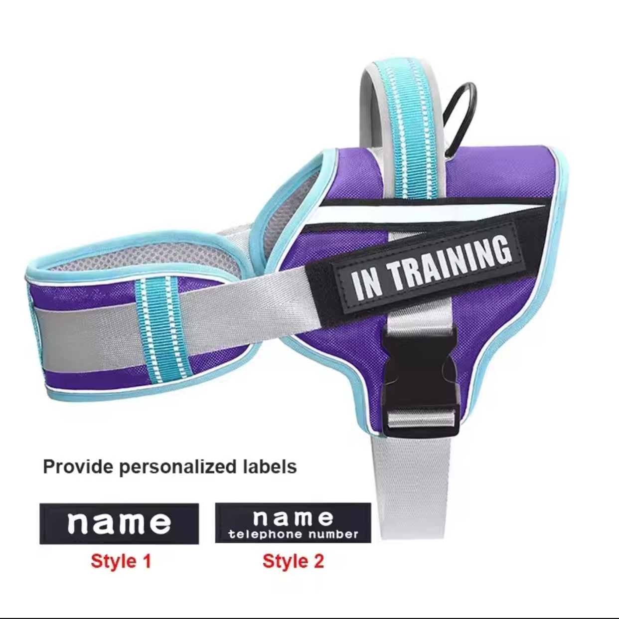 KOMMILIFE Adjustable Reflective No-Pull Nylon Dog Harness Vest – Personalized Name Printing