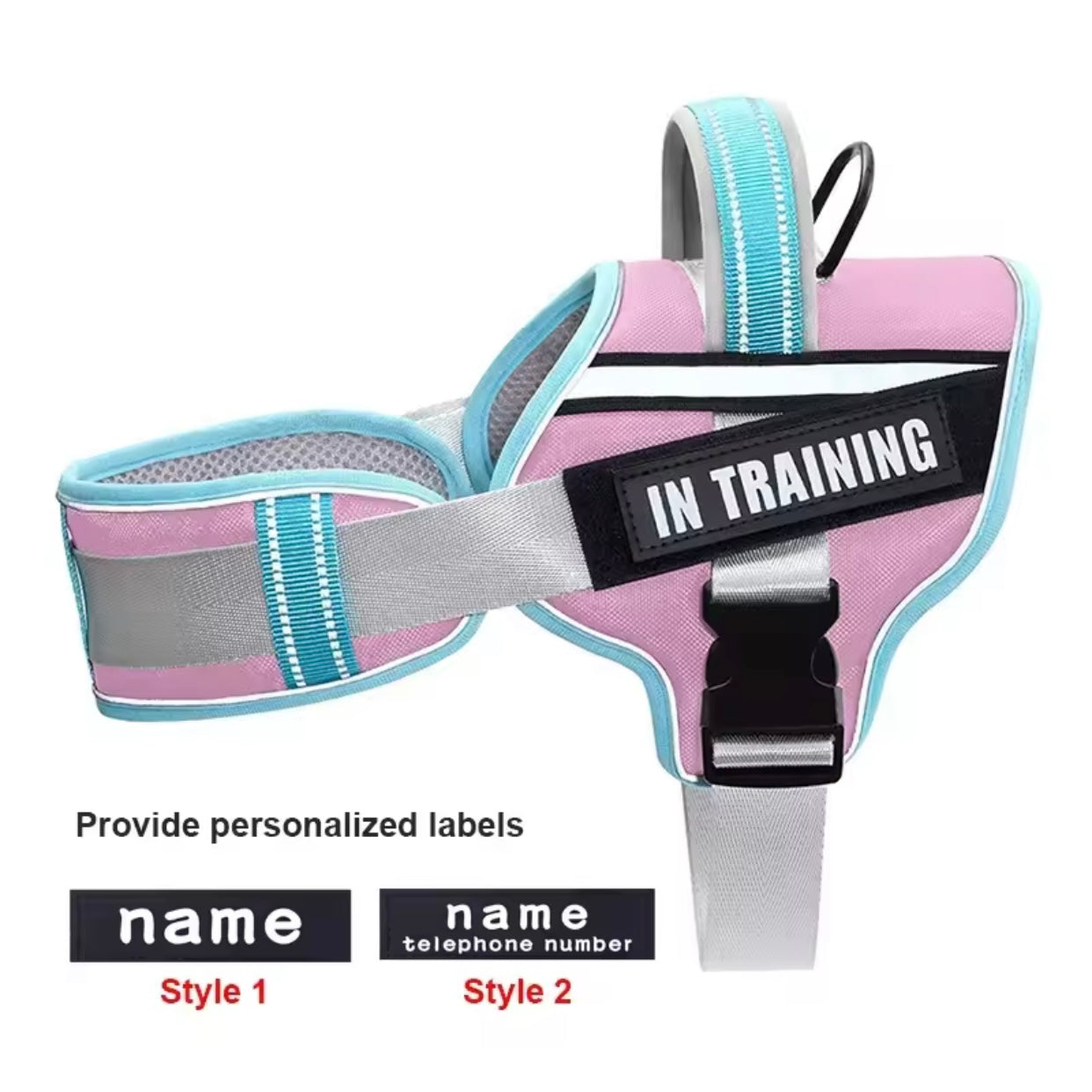 KOMMILIFE Adjustable Reflective No-Pull Nylon Dog Harness Vest – Personalized Name Printing