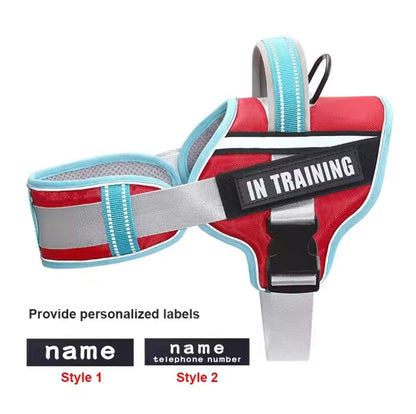 KOMMILIFE Adjustable Reflective No-Pull Nylon Dog Harness Vest – Personalized Name Printing