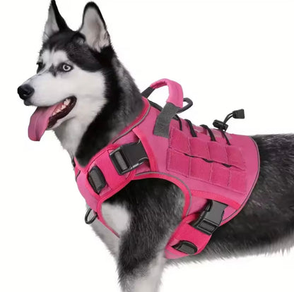 Tactical No-Pull Dog Harness with Handle – Reflective Vest for Large Dogs
