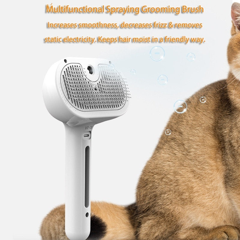 Self-Cleaning Pet Comb with Mist – Dematting Brush for Dogs
